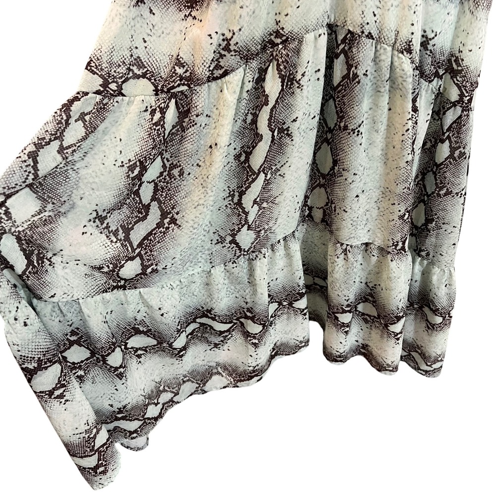 VICI Mint Green Snakeskin Maxi Dress Open Back Plunge V Tiered Small - Picture 9 of 14